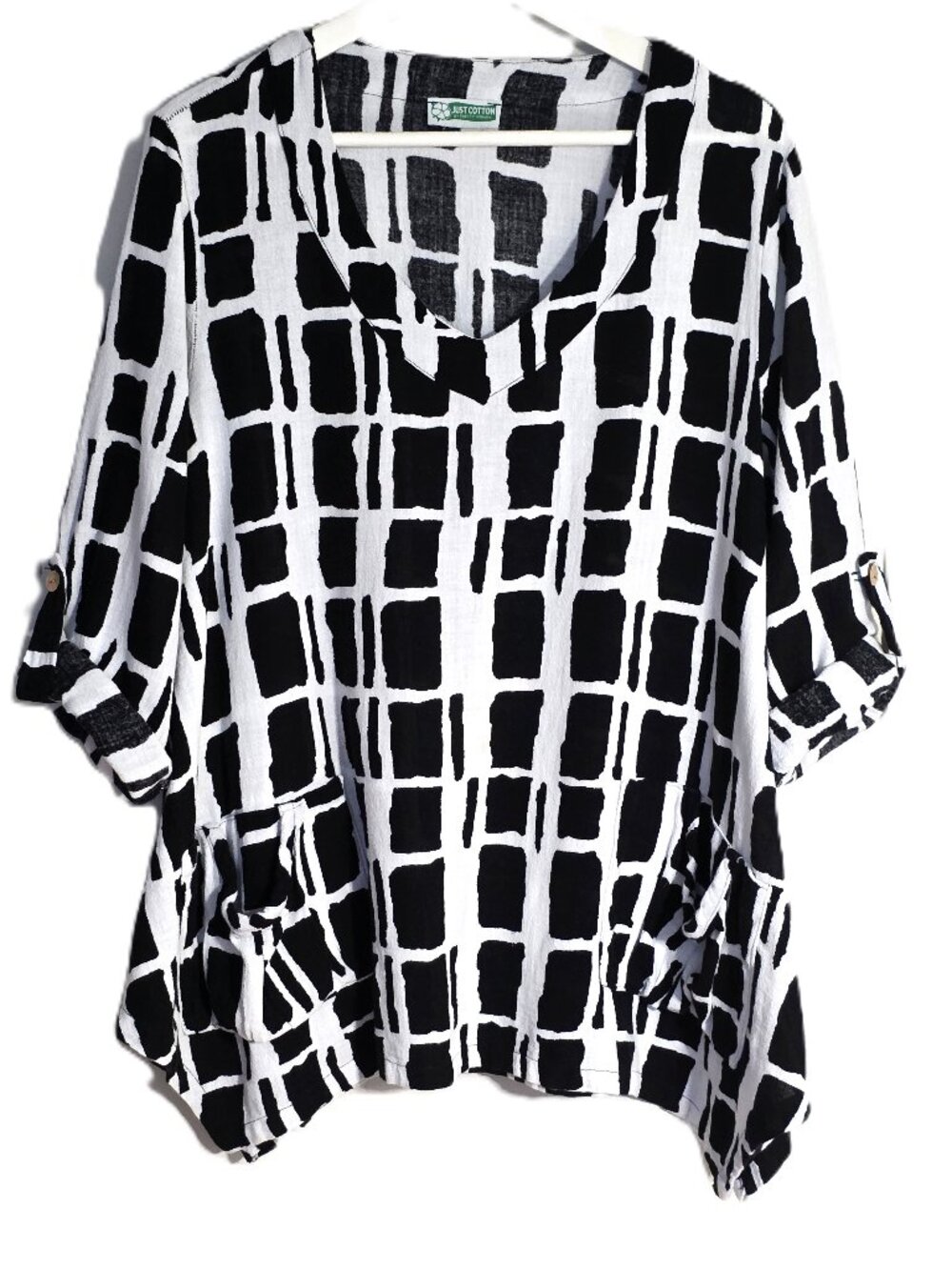 Just Cotton black & white tunic top